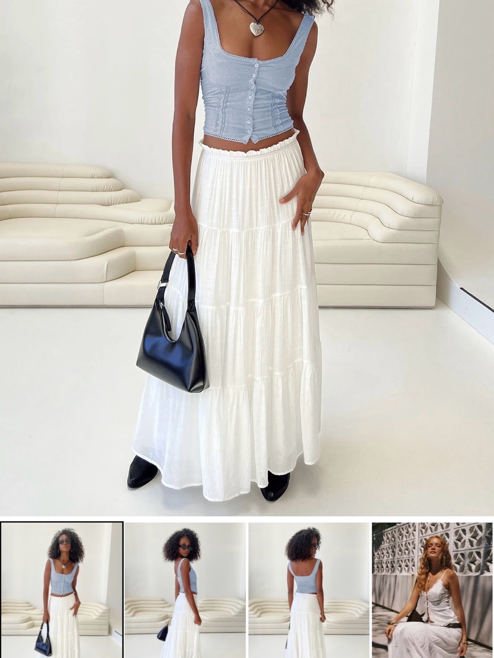 Princess Polly My White Tiered Maxi Skirt